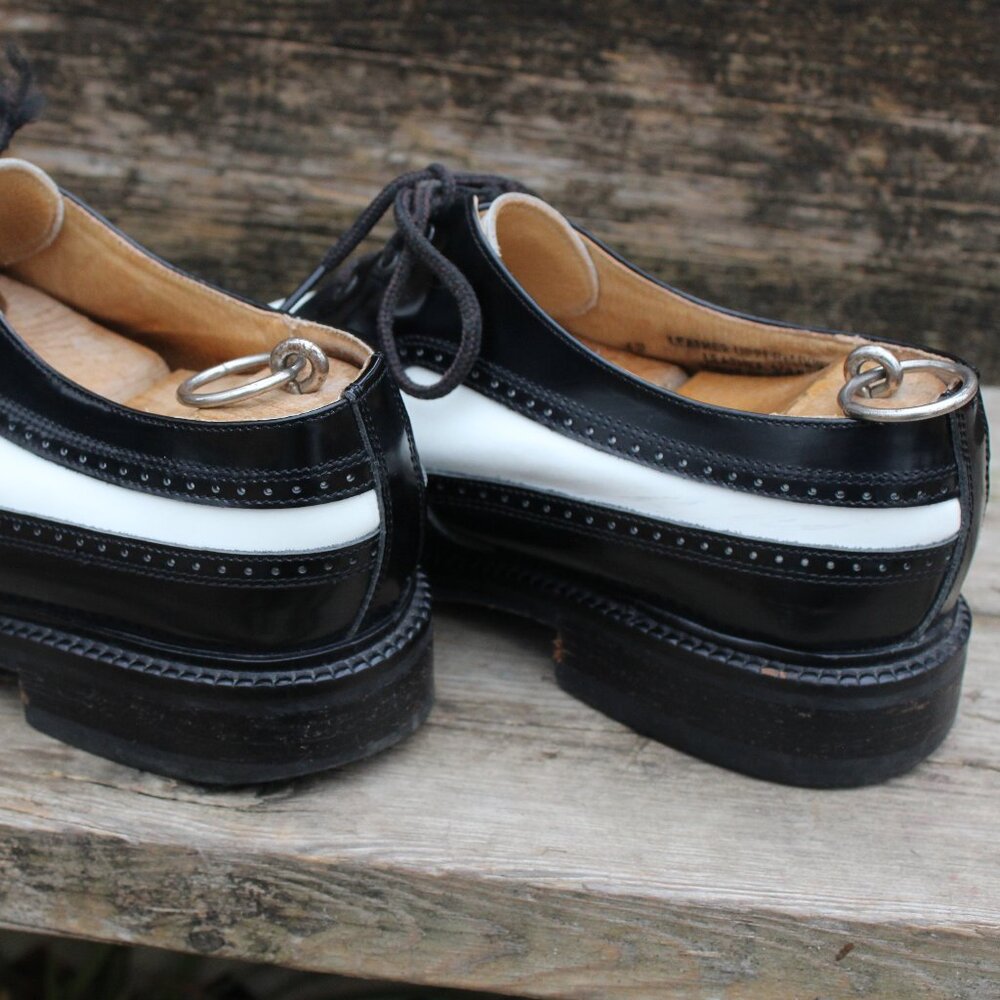 VTG Bravo Black & White Leather Spectator Wingtips, Size 42 EU, Made in Italy - Picture 5 of 12